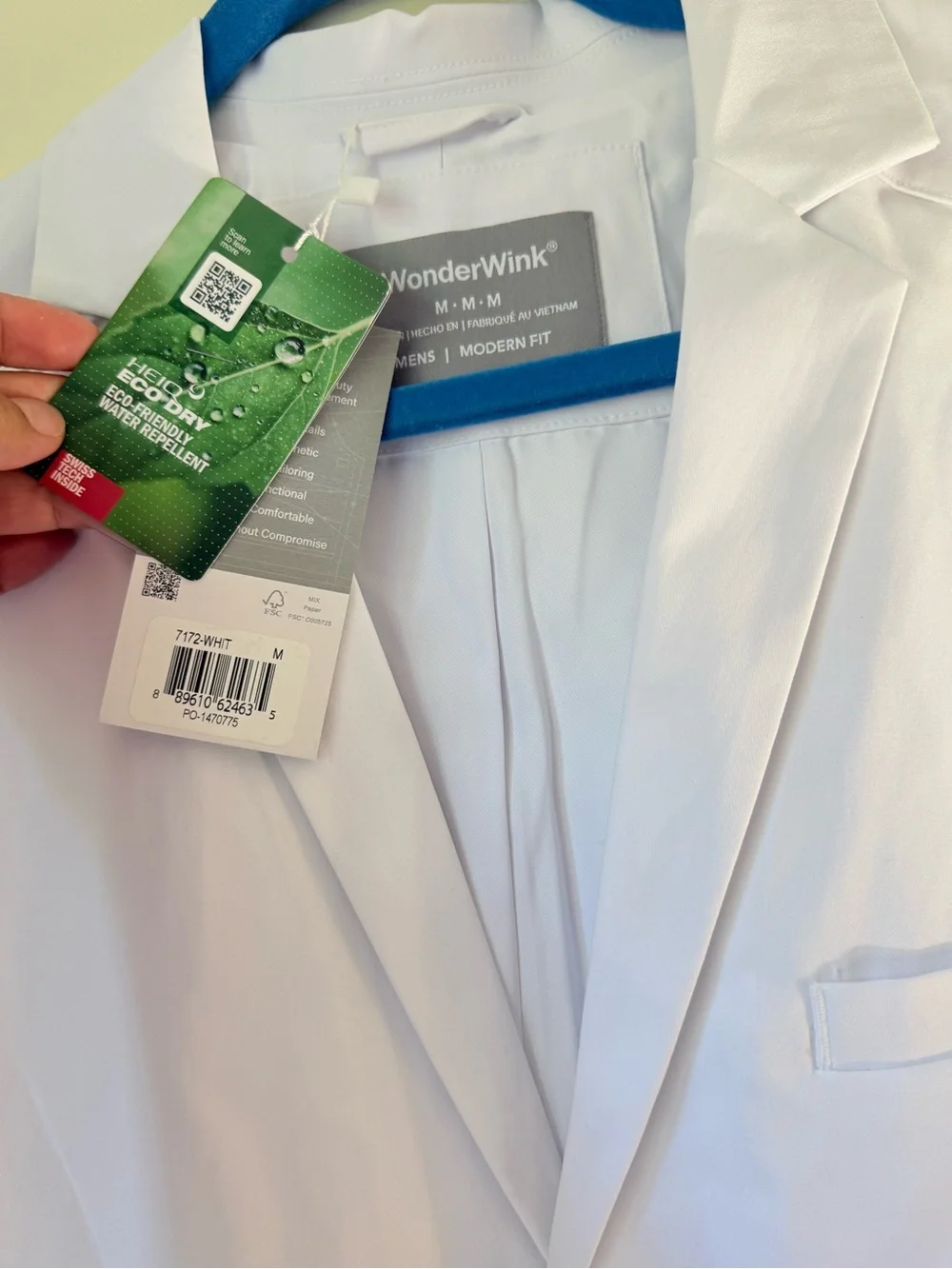 NWT WonderWink Men's White Lab Coat Jacket
